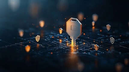 Digital security key cybersecurity realm illustration tech environment abstract viewpoint data protection concept