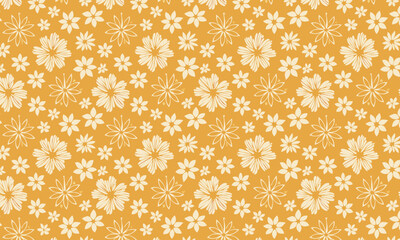 An elegant and delicate seamless pattern featuring a variety of flowers in a beautiful monochromatic color palette