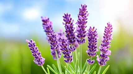 Fototapeta premium Vibrant Purple Lavender Blossoms in a Sunny Field