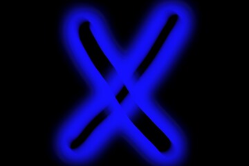 Glowing Blue X Symbol on Black Background – Neon Light Abstract Sign Design