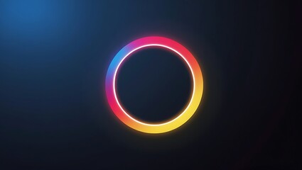 Vibrant neon oval ring with colorful gradient glow on dark background