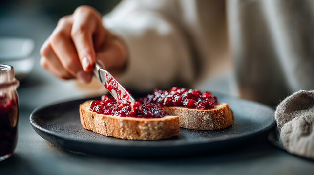 Elegant berry tart dessert presentation on dark plate in refined setting