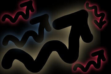   Abstract Glowing Pattern Design Colorful Neon Zigzag Arrows on black Background
