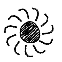 Vector Set of Black Sun Graphic Illustration with Textured Brush Strokes
