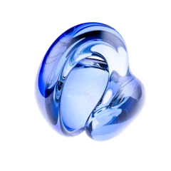 Fotobehang Abstract Elegant, transparent blue gradient glass object isolated. Smooth, curved shape 3d illustratioin. Cosmetic, science or technology abstract concept  © vpanteon