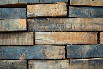 Fototapeta premium Varied wood texture stacked blocks. AI generated