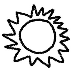 Vector Set of Black Sun Graphic Illustration with Textured Brush Strokes