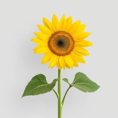 Obraz premium Vibrant Yellow Sunflower Closeup Against Light Gray Background