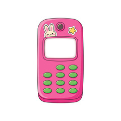 Cute Pink Toy Phone with Bunny and Star &ndash; Kawaii Kids Cell Phone Design