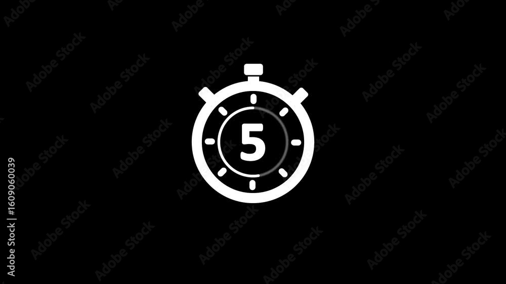 Poster 10 to 0 seconds countdown timer with analog clock icon animation . 10 second timer animation .stopwa