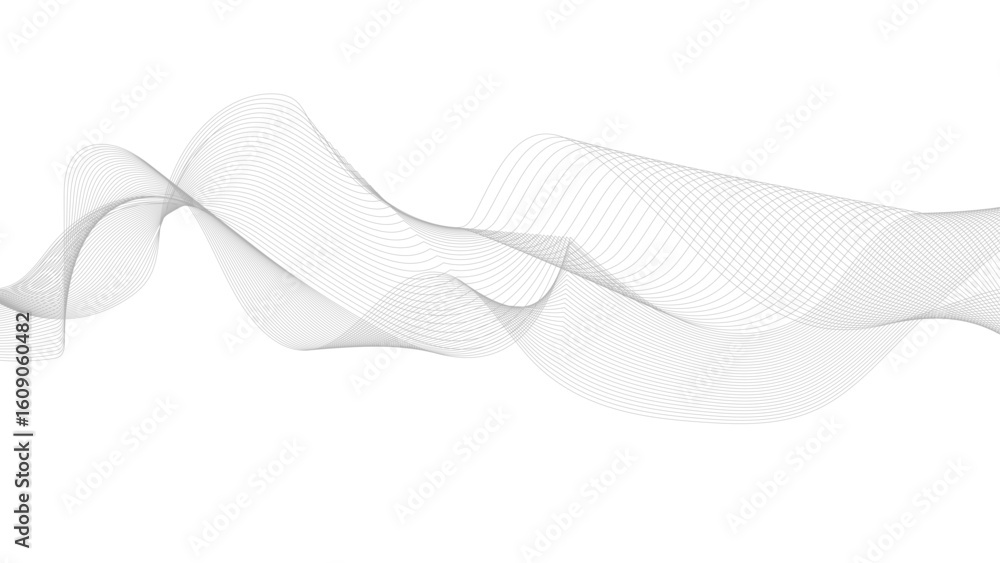 Poster abstract black lines wave curve motion on white background. abstract gray line with white background