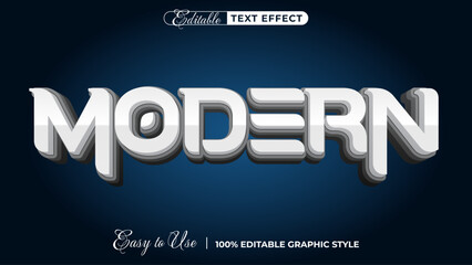 Contemporary white 3D font style with a silver shadow. Modern and clean editable text effect template for typography design.