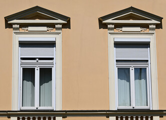 Windows of an old house in the city