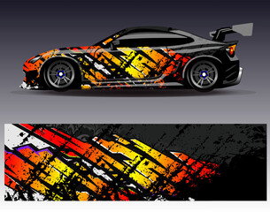 Car wrap design vector. Graphic abstract stripe racing background designs for vehicle, rally, race, adventure and car racing livery