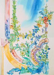 Dizital watercolor painting by AI for Dizital printing 