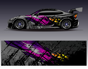 Car wrap design vector. Graphic abstract stripe racing background designs for vehicle, rally, race, adventure and car racing livery