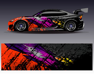 Car wrap design vector. Graphic abstract stripe racing background designs for vehicle, rally, race, adventure and car racing livery