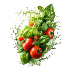 Fresh vegetables burst in vibrant splash