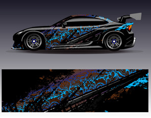 Car wrap design vector. Graphic abstract stripe racing background designs for vehicle, rally, race, adventure and car racing livery
