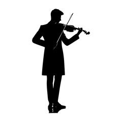 Fototapeta premium Silhouette of a man playing the violin in a formal coat