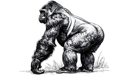 Fototapeta premium Gorilla sketch, side profile