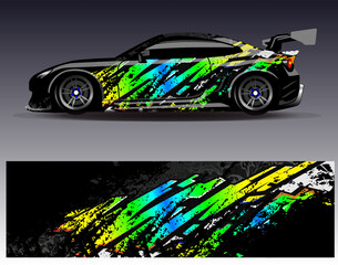 Car wrap design vector. Graphic abstract stripe racing background designs for vehicle, rally, race, adventure and car racing livery