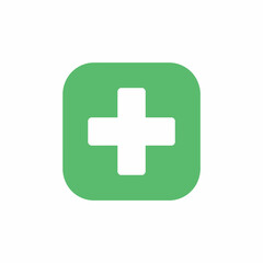 Green Plus Sign Icon Medical Health Symbol Positive Addition Minimalist Design Concept Vector Illustration Isolated on White Background