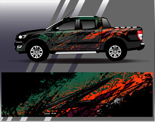 Car wrap design vector. Graphic abstract stripe racing background designs for vehicle, rally, race, adventure and car racing livery