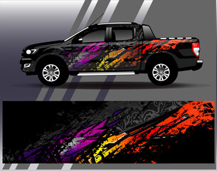 Car wrap design vector. Graphic abstract stripe racing background designs for vehicle, rally, race, adventure and car racing livery