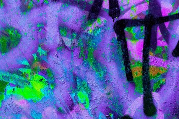 Neon graffiti texture with fluorescent green, purple, blue splashes. 80s, acid style, vibrant colors, urban feel. Background, digital art, posters, modern 90s, Y2K creative banner.