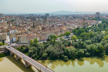 Fototapeta premium Aerial view of Logrono city in La Rioja, Spain