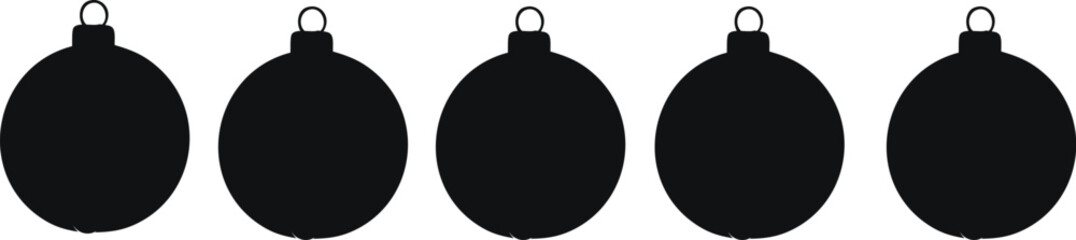 Row of Black Silhouette Christmas Bauble Ornaments