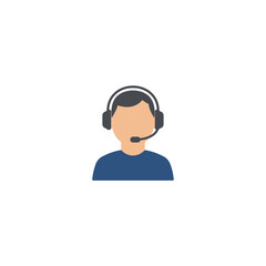 Professional Customer Support Agent with Headset Offering Online Communication and Help Center Service for Users
