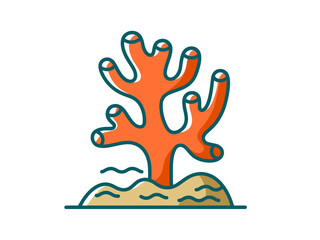 Vibrant coral reef illustration on sandy seabed with gentle waves perfect for marine biology presentations and ocean conservation awareness campaigns