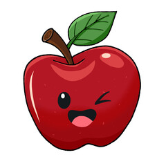 Apple cartoon character illustration with playful face