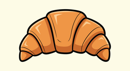 Deliciously Baked Croissant with Black Outline, Perfect for Breakfast or Brunch.