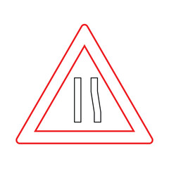 Triangle of Traffic Sign Road Narrow from Right