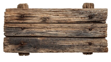 Wooden sign made of old planks isolated on white background rustic texture natural weathered wood clean and detailed presentation