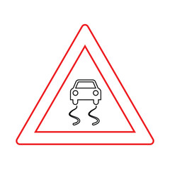 Triangle of Traffic Sign Slippery Road