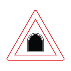 Triangle of Traffic Sign Tunnel Ahead