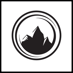 Circle curve with simple mountain logo design