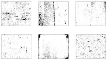 Vintage abstract grunge vertical frames set with different grungy textures, Grunge overlay textures with dust grain isolated on white background. 