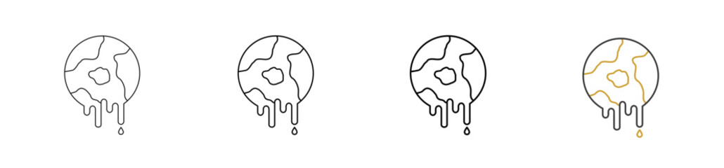 Global Warming icon set outline style with various sizes