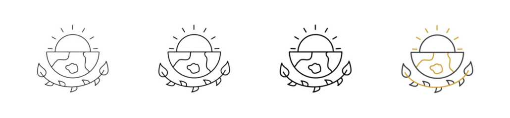 Earth Day icon set outline style with various sizes