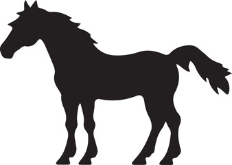 Obraz premium Flat black vector of a standing horse in a side profile