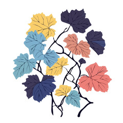 Fototapeta premium A painting of minimal Grape Leaves branch flower. Trendy abstract minimal style, plant set, Natural fresh. Vector illustration isolated on a white background, vector, EPS format design