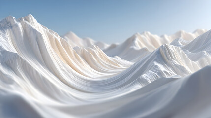 Obraz premium Abstract white mountain landscape with flowing textures and soft gradients, creating a serene and tranquil atmosphere in a minimalist design. Selective focus