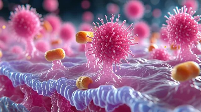 Enhanced visual of skin cells showing collagen and vitamins, focusing on the micro-structure and arrangement of these components in the epidermis and dermis