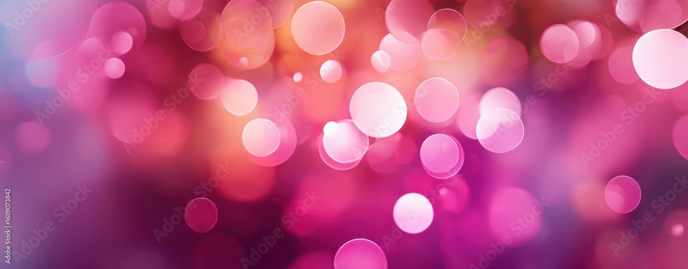 Poster the vibrant bokeh background with colorful circles and soft illumination.