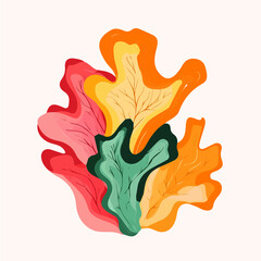 Hand-drawn painting of a colorful Wild Lettuce branch. Trendy abstract minimal style. Natural fresh. Vector illustration isolated on white background, vector illustration, Eps format, design